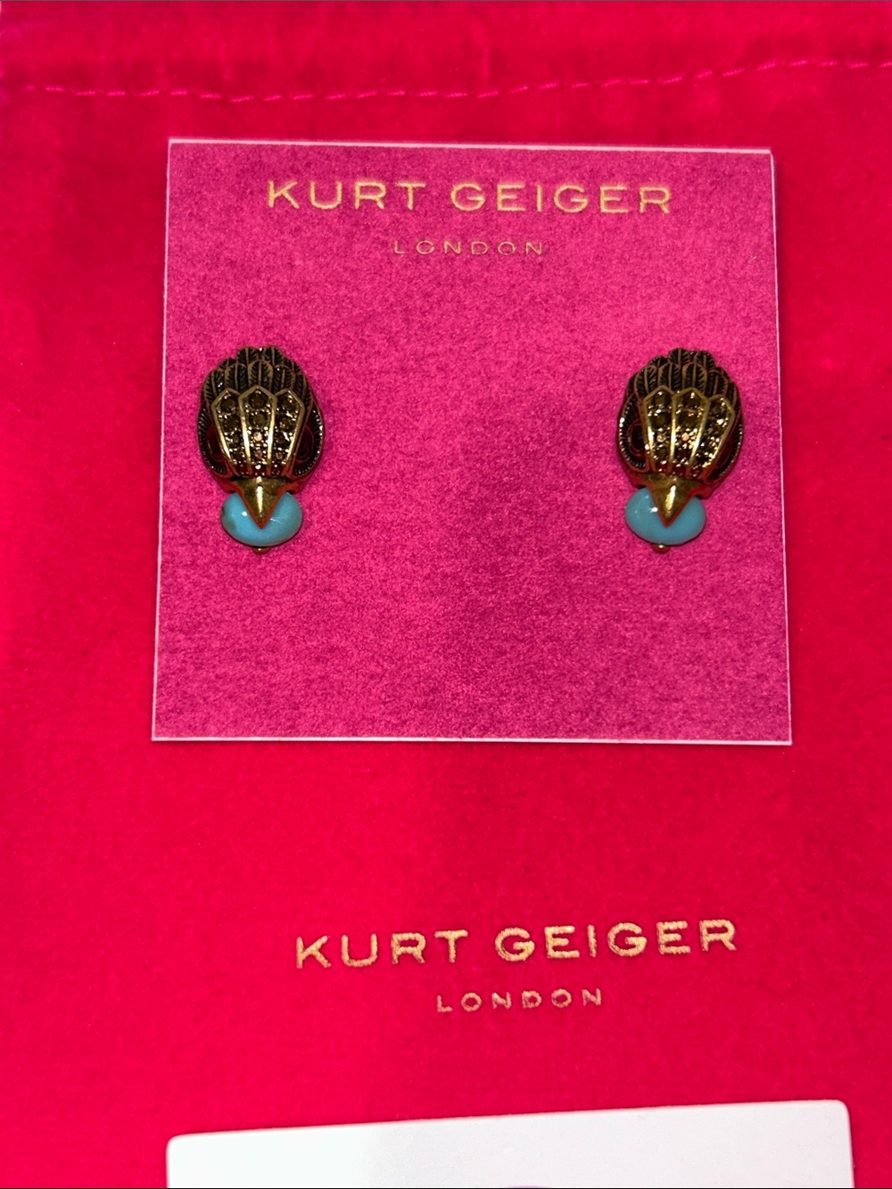 Kurt Geiger eagle motif studs antique adorned with crystals&turquoise stone NWT